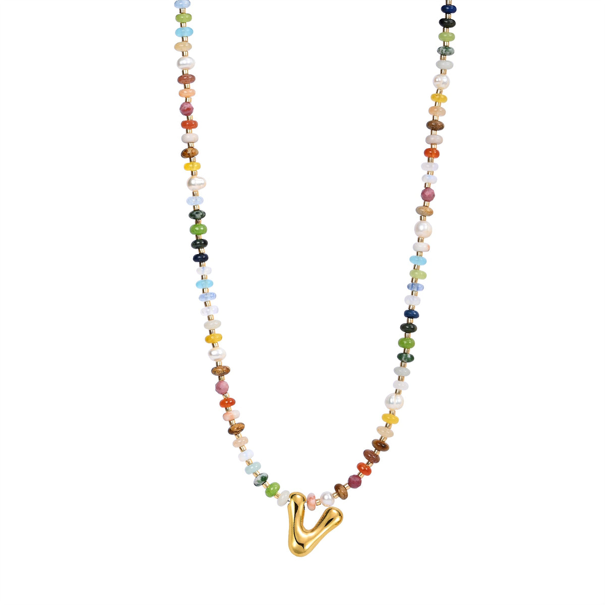 Multicolor Bubble Letter Necklace