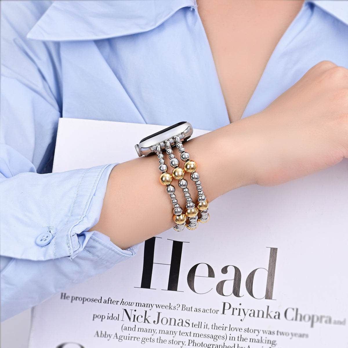 Silver Ember Stretch Apple Watch Strap