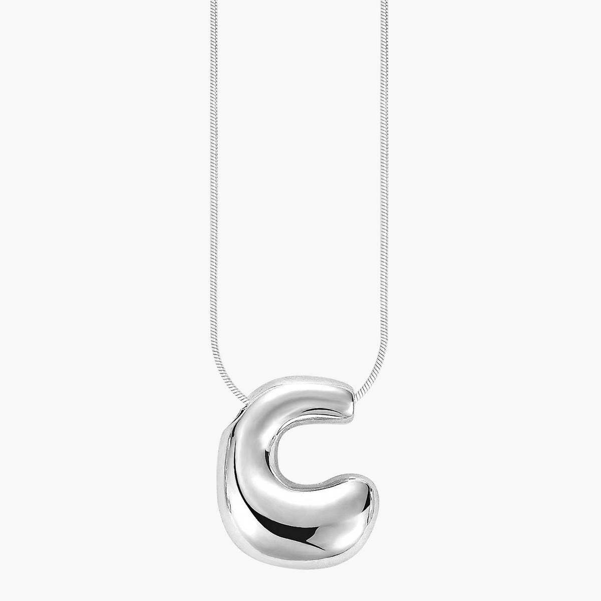 Silver Glow Bubble Letter Initial Necklace