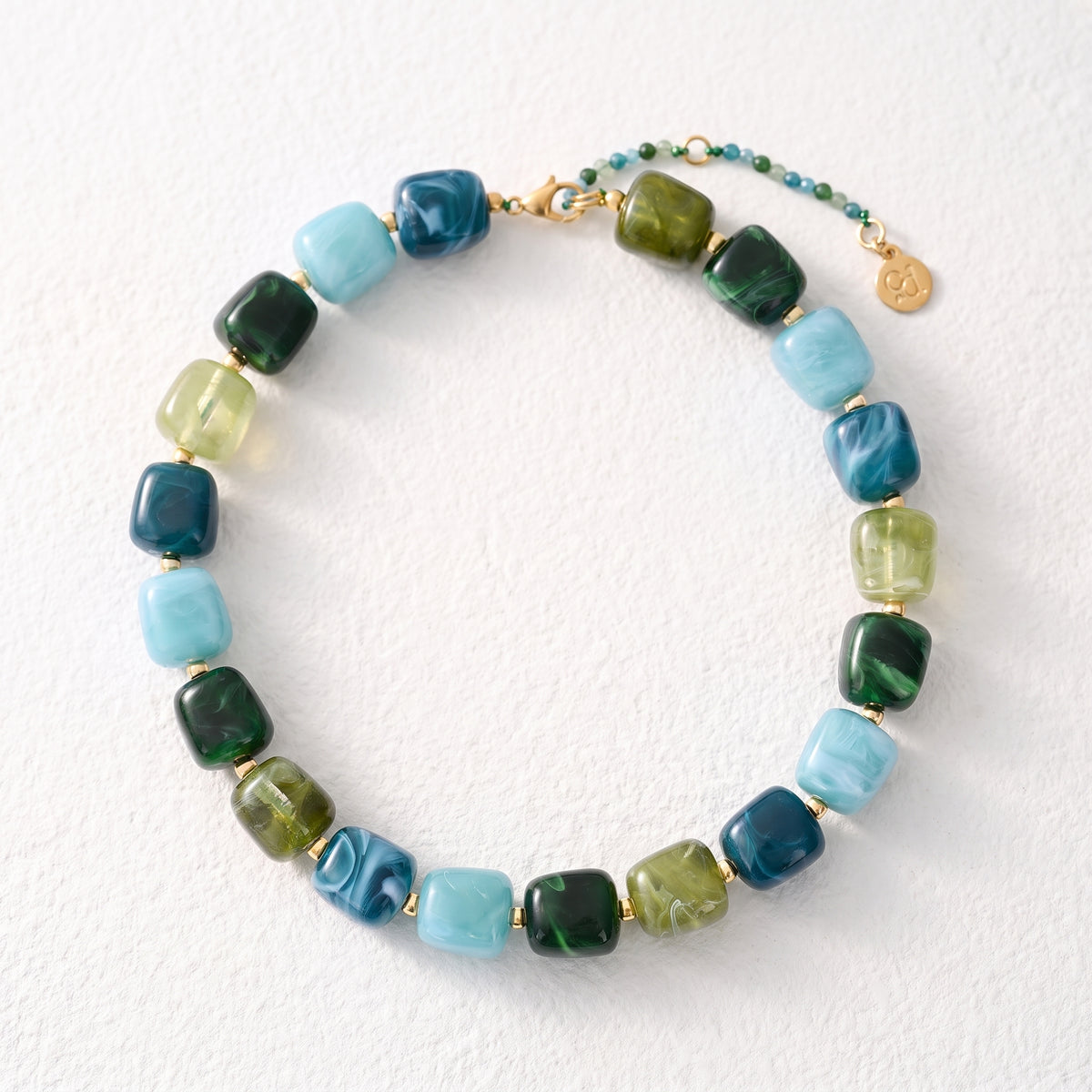 Chunky Square Bead Necklace Orange