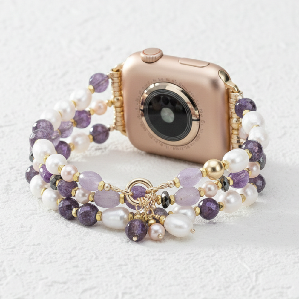 Amethyst Pearl Cluster Stretch Apple Watch Strap