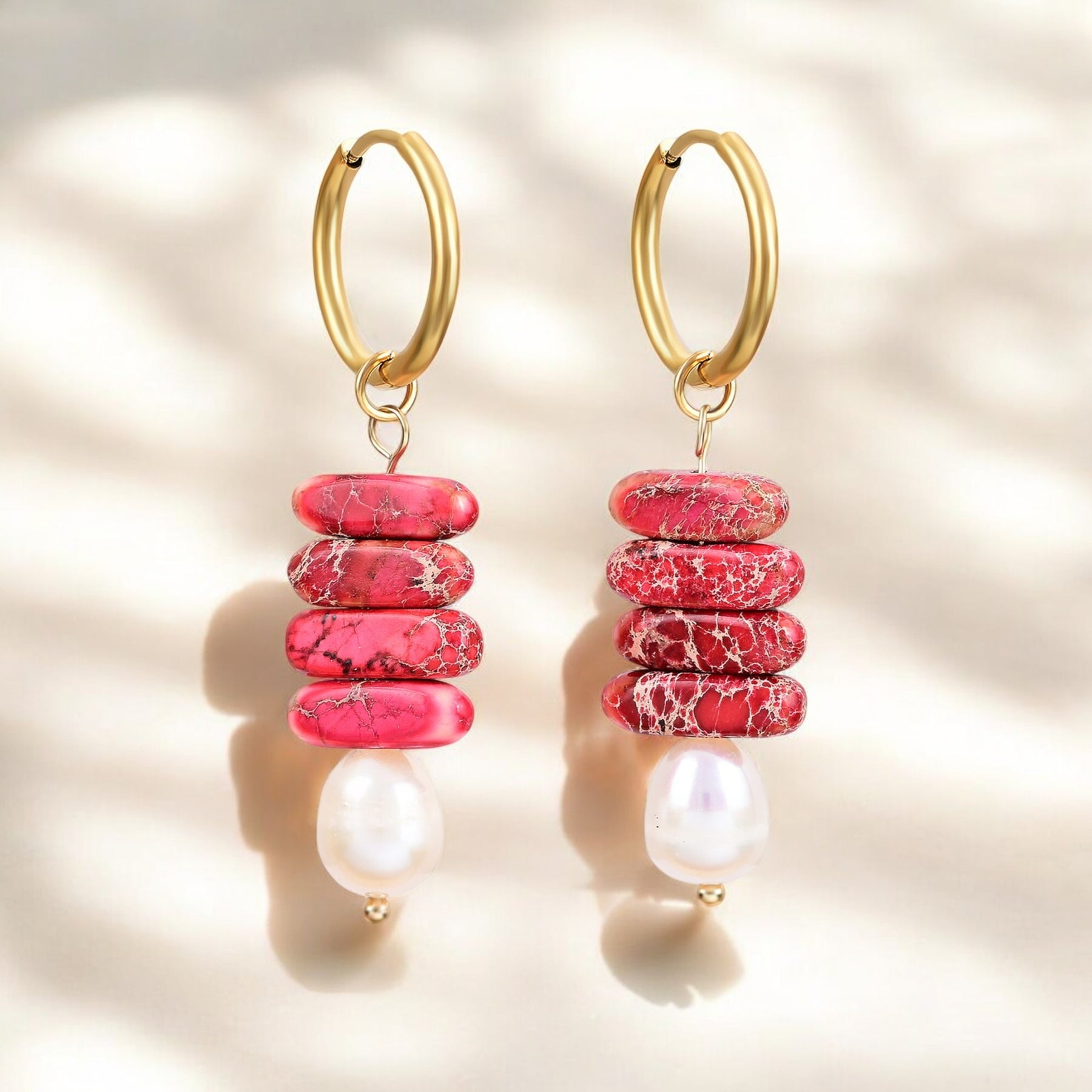 Ocean Bliss Pearl & Jade Jasper Hoop Drops