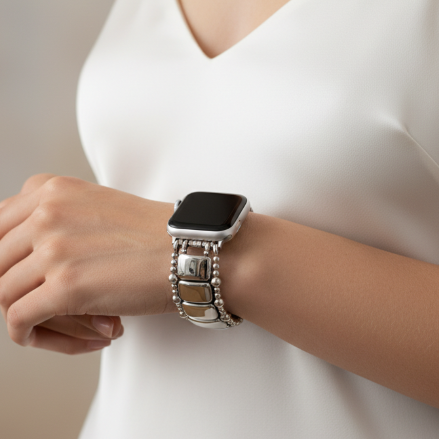 Platinum Noir Stretch Apple Watch Strap