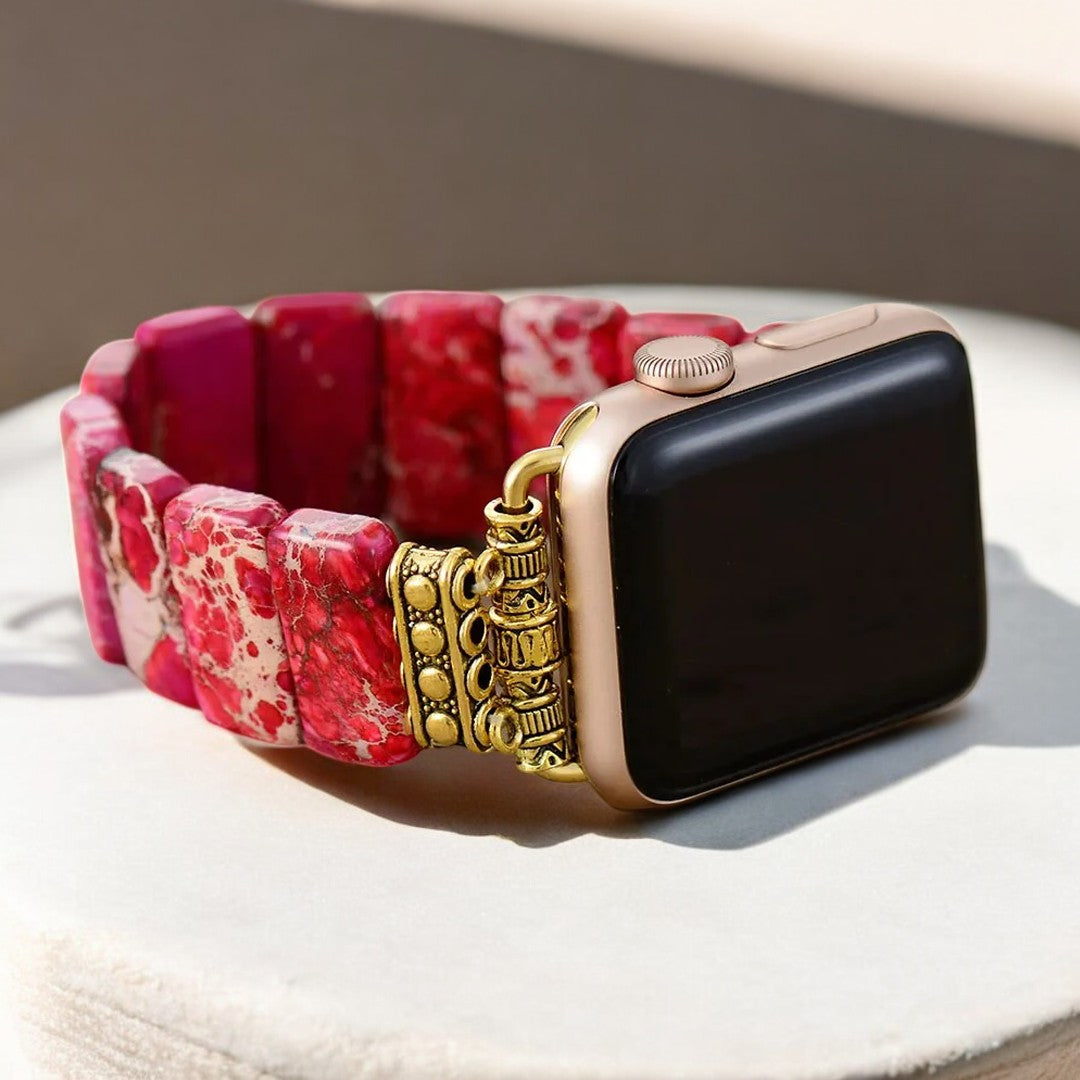 Scarlet Tibetan Jasper Stretch Apple Watch Strap