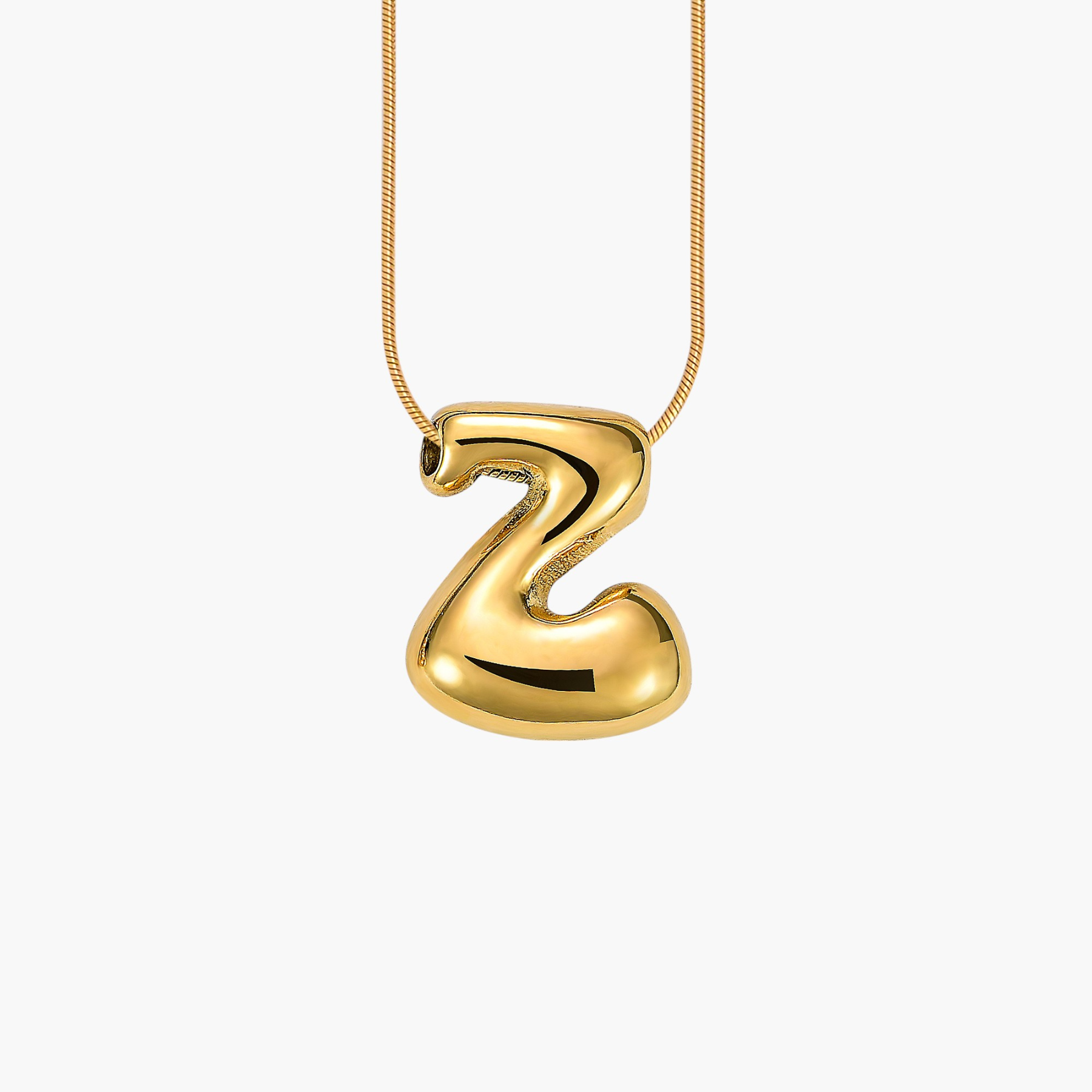 Golden Glow Bubble Letter Initial Necklace