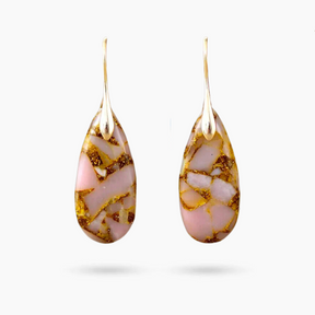 Golden Peach Jasper Teardrop Earrings