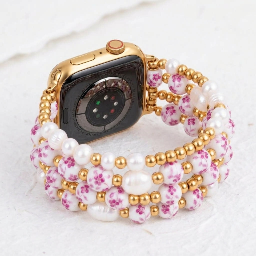 Porcelain Garden Rose Blossom Apple Watch Strap