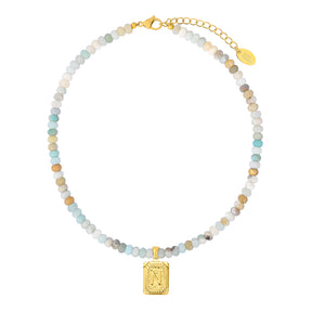 Amazonite Initial Letter Charm Necklace