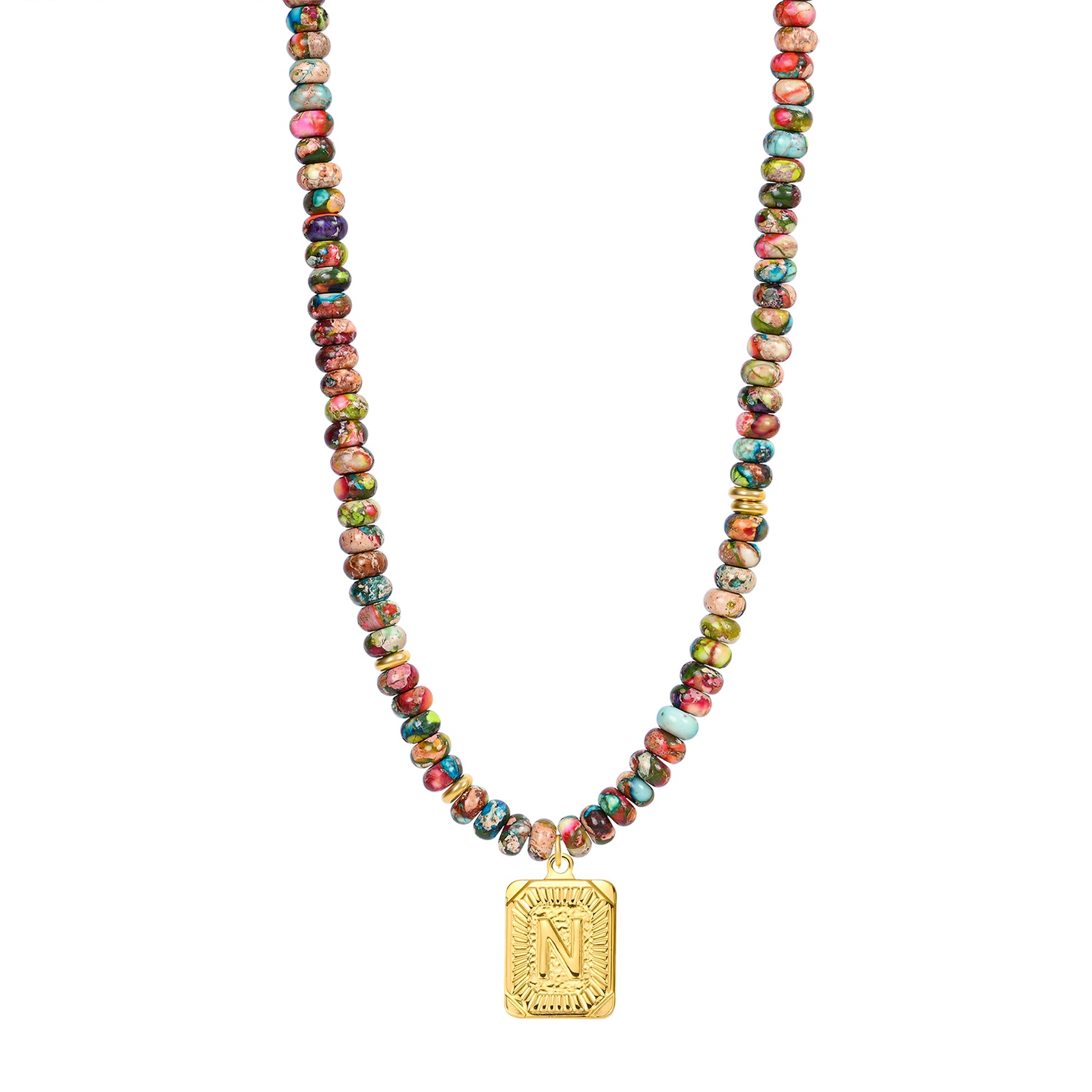 Colorful Imperial Jasper Letter Necklace