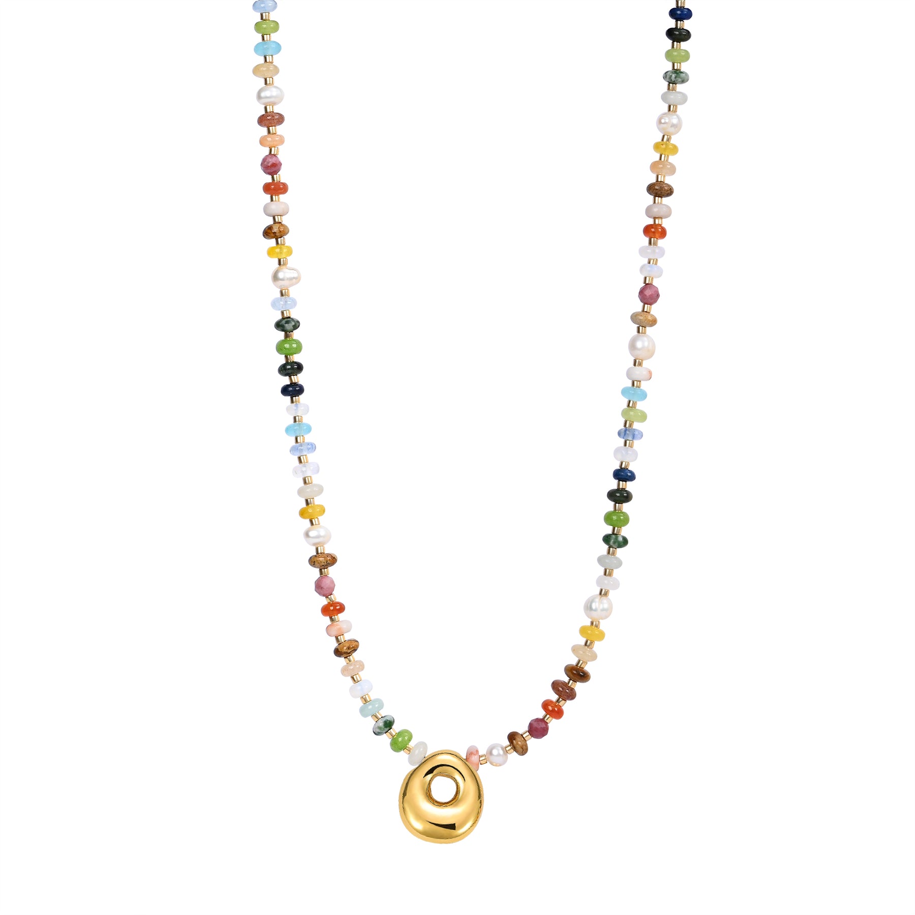 Vibrant Gem Initial Bubble Necklace