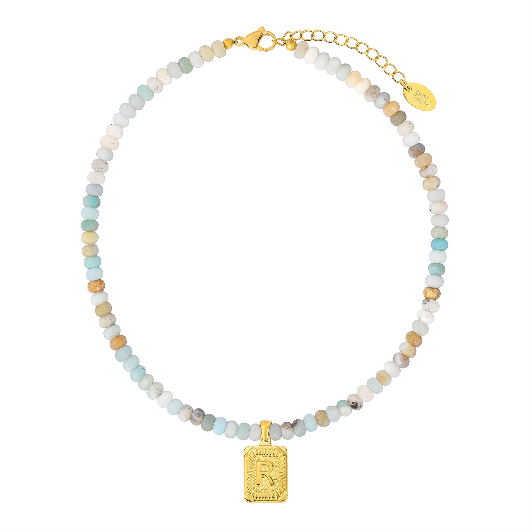 Amazonite Initial Letter Charm Necklace