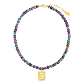 Purple Imperial Jasper Letter Necklace