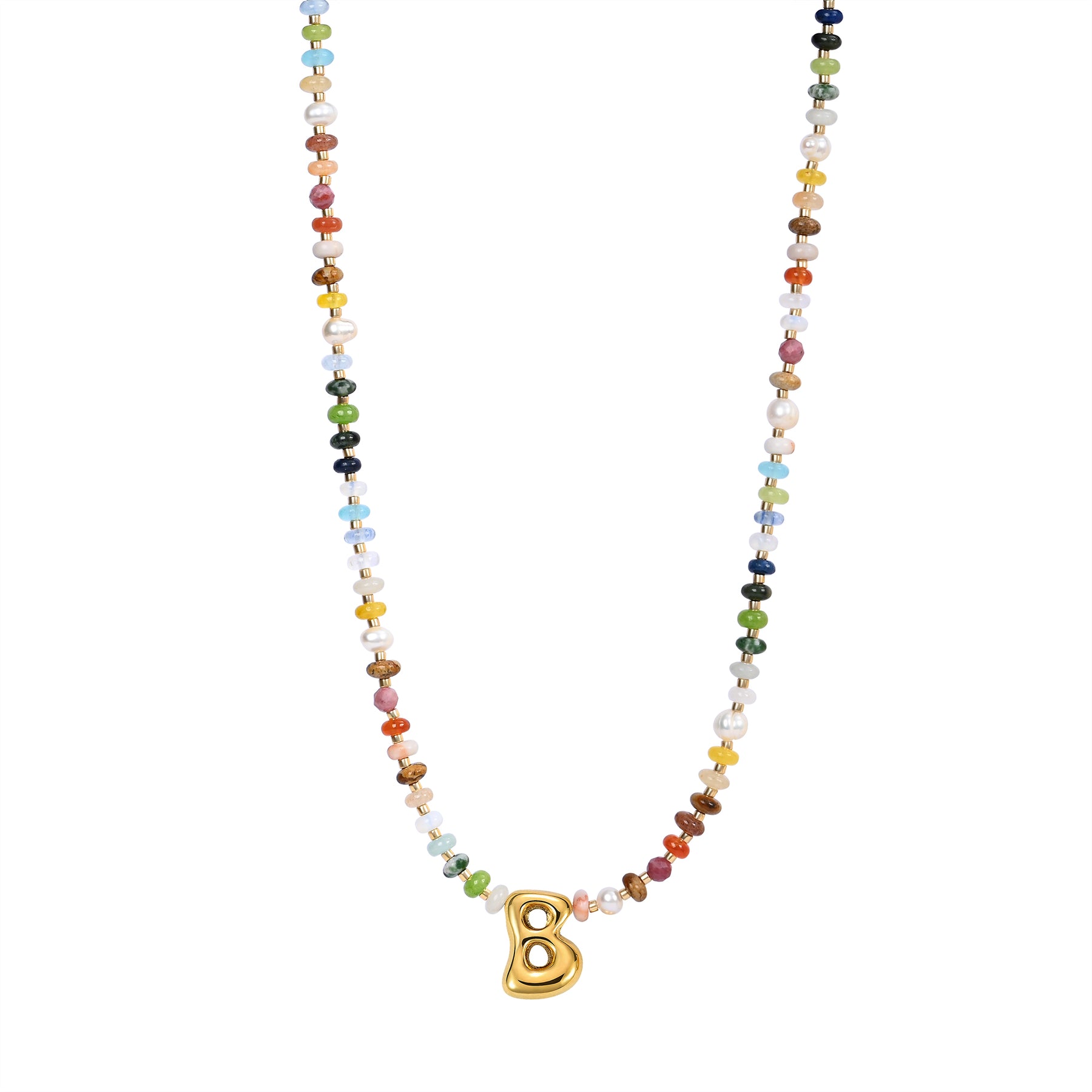 Vibrant Gem Initial Bubble Necklace