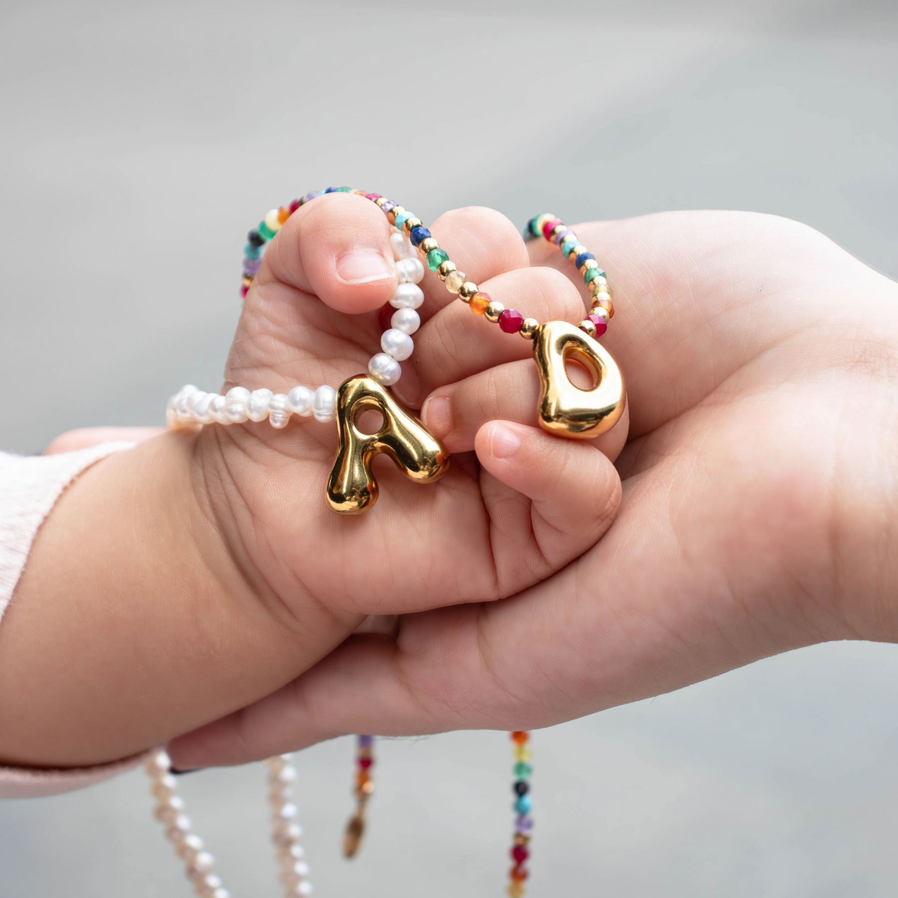 Pearl Bubble Initial Necklace