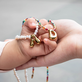 Pearl Bubble Initial Necklace