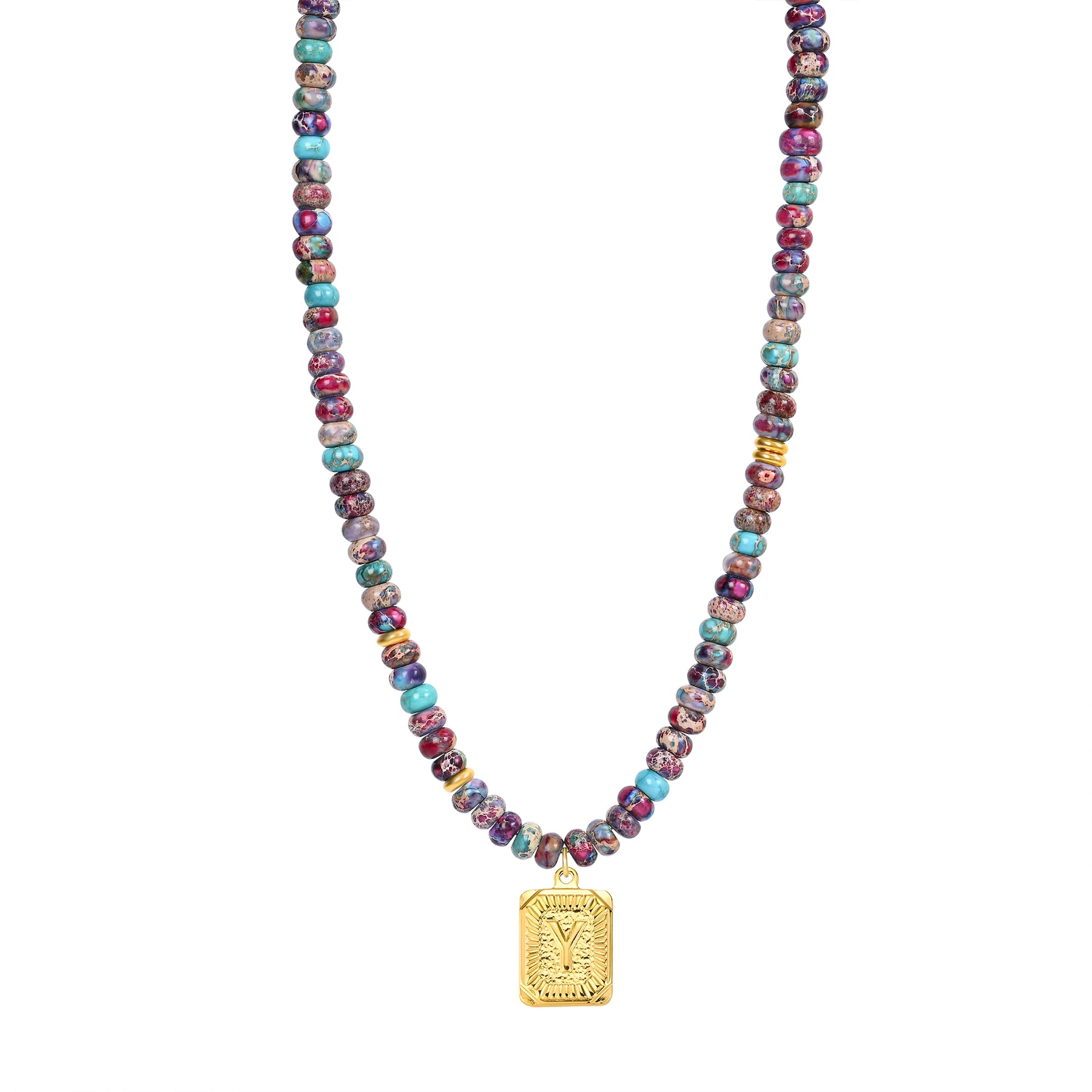 Purple Imperial Jasper Letter Necklace