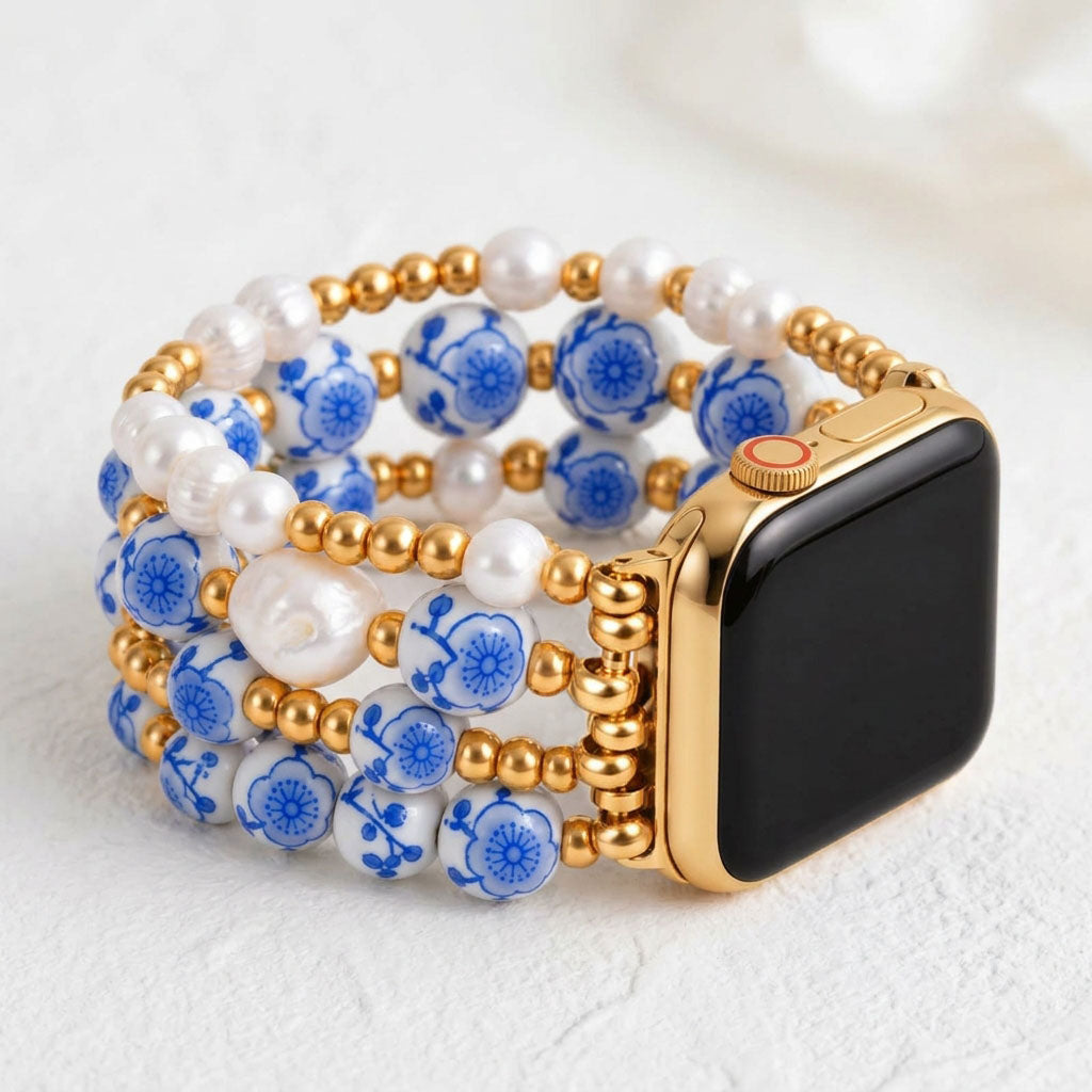 Porcelain Garden Blue Blossom Apple Watch Strap