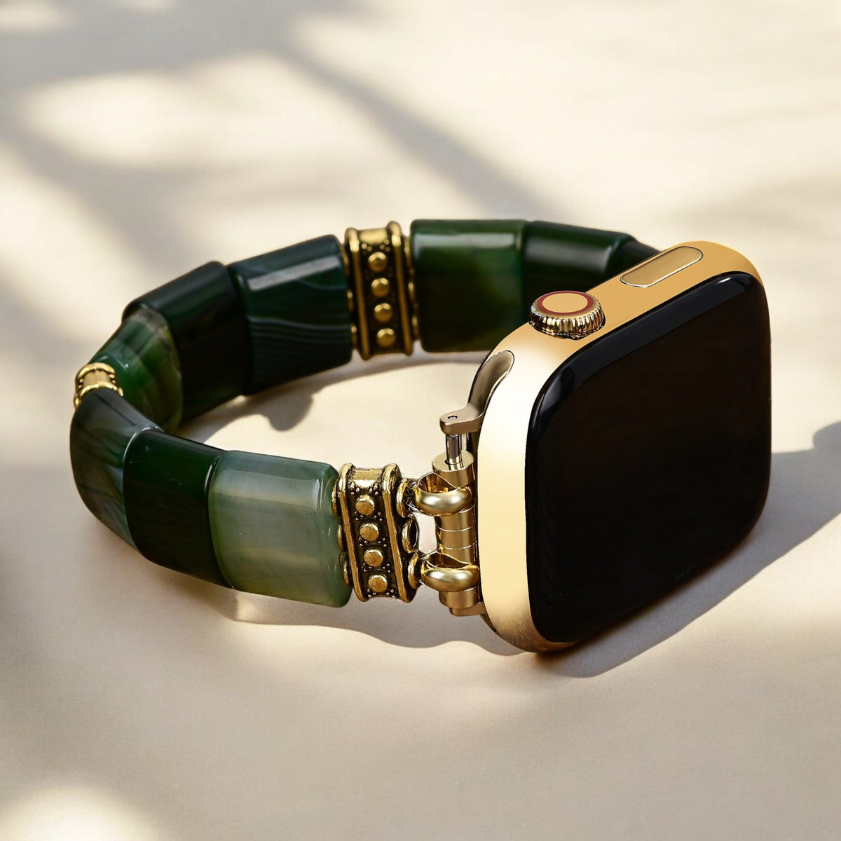 Evergreen Serenity Agate Stretch Apple Watch Strap