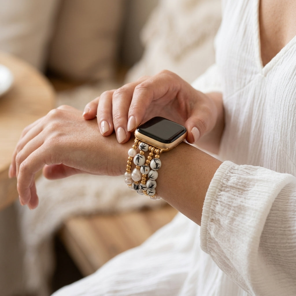Porcelain Garden Bamboo Mist Apple Watch Strap