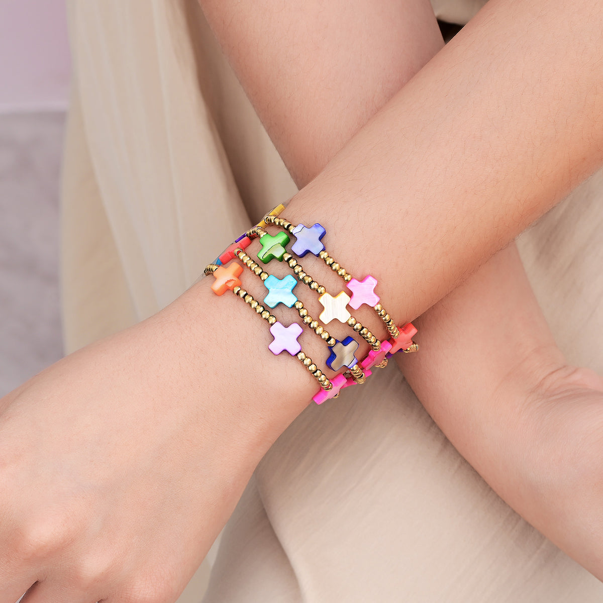 Chakra Cross Bracelet Set