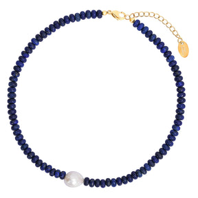 Midnight Lapis Pearl Necklace