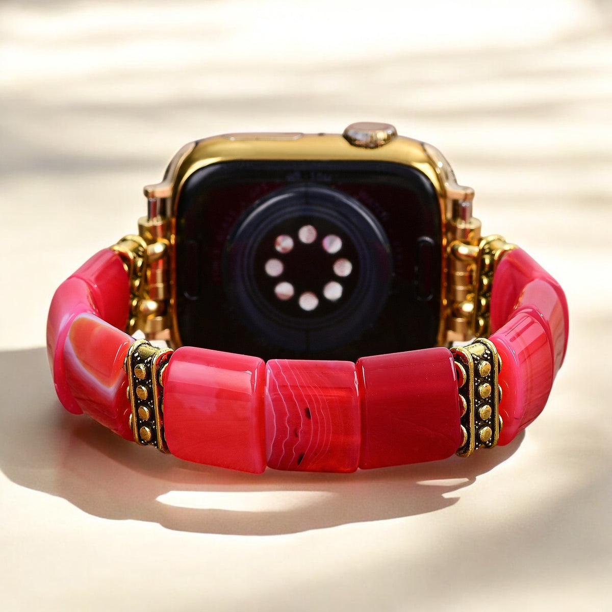 Ruby Essence Agate Stretch Apple Watch Strap