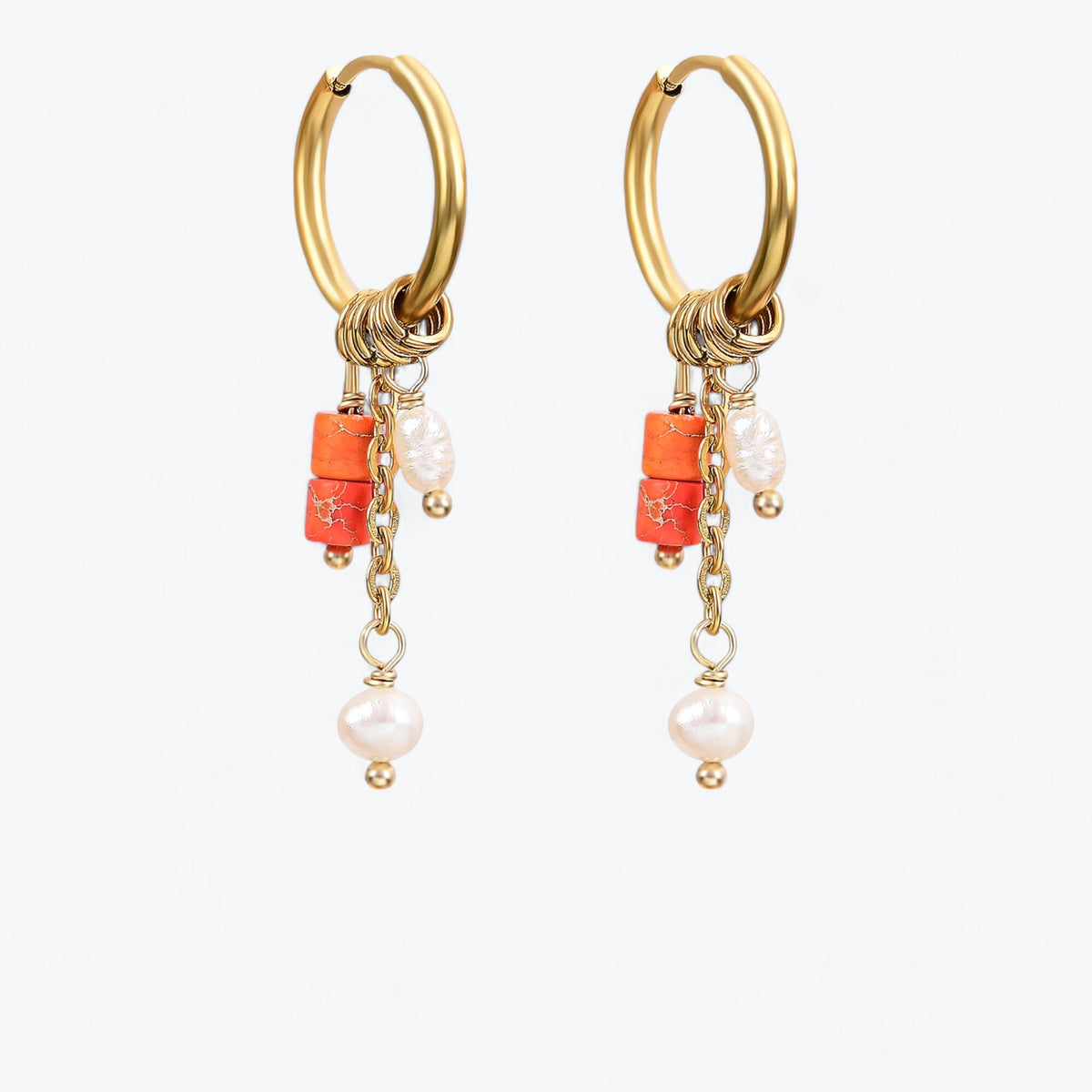 Golden Aventurine Bloom Drop Hoop Earrings