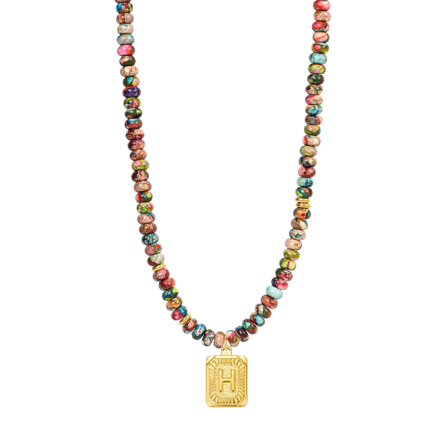 Colorful Imperial Jasper Letter Necklace