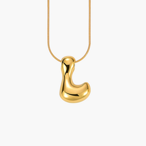 Golden Glow Bubble Letter Initial Necklace