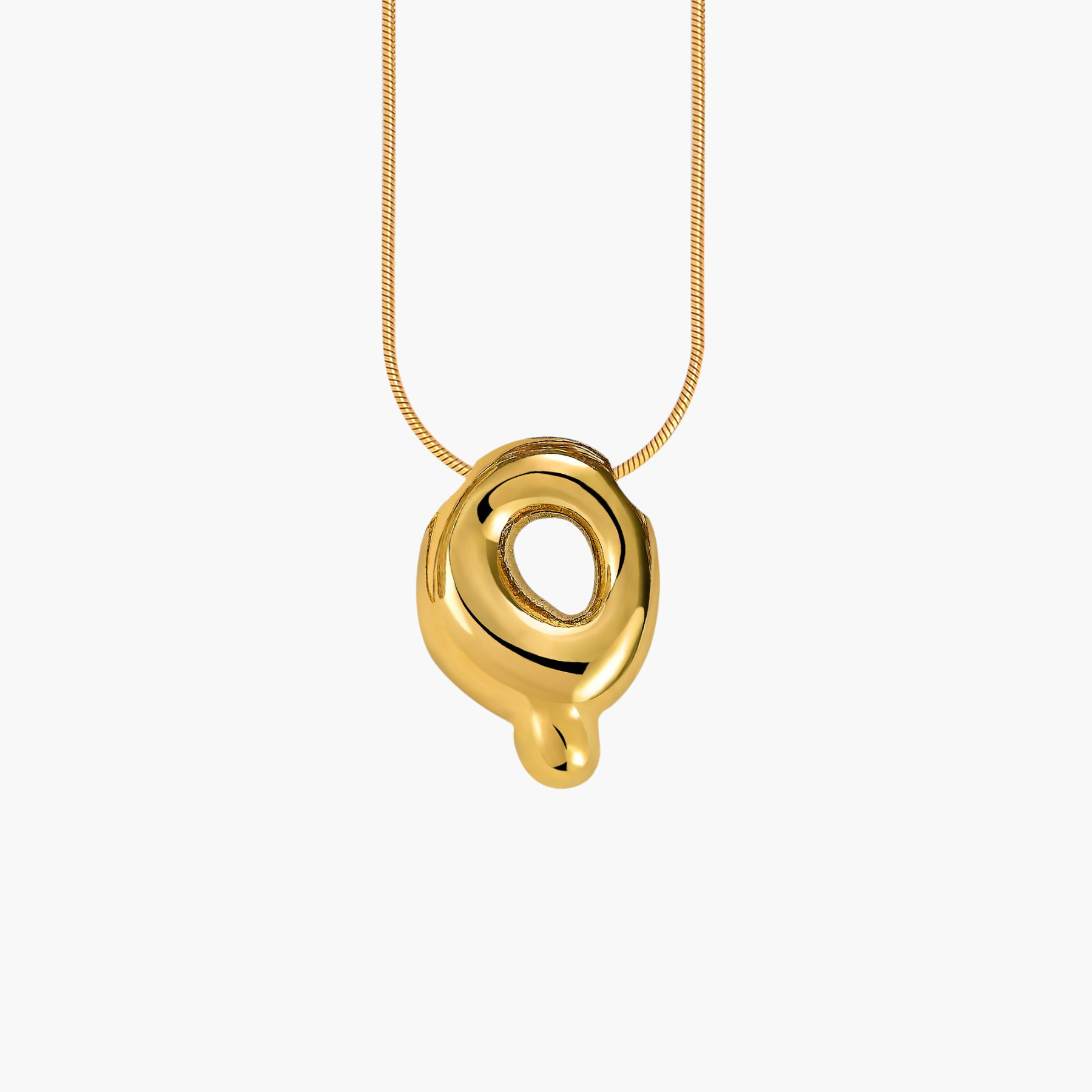 Golden Glow Bubble Letter Initial Necklace