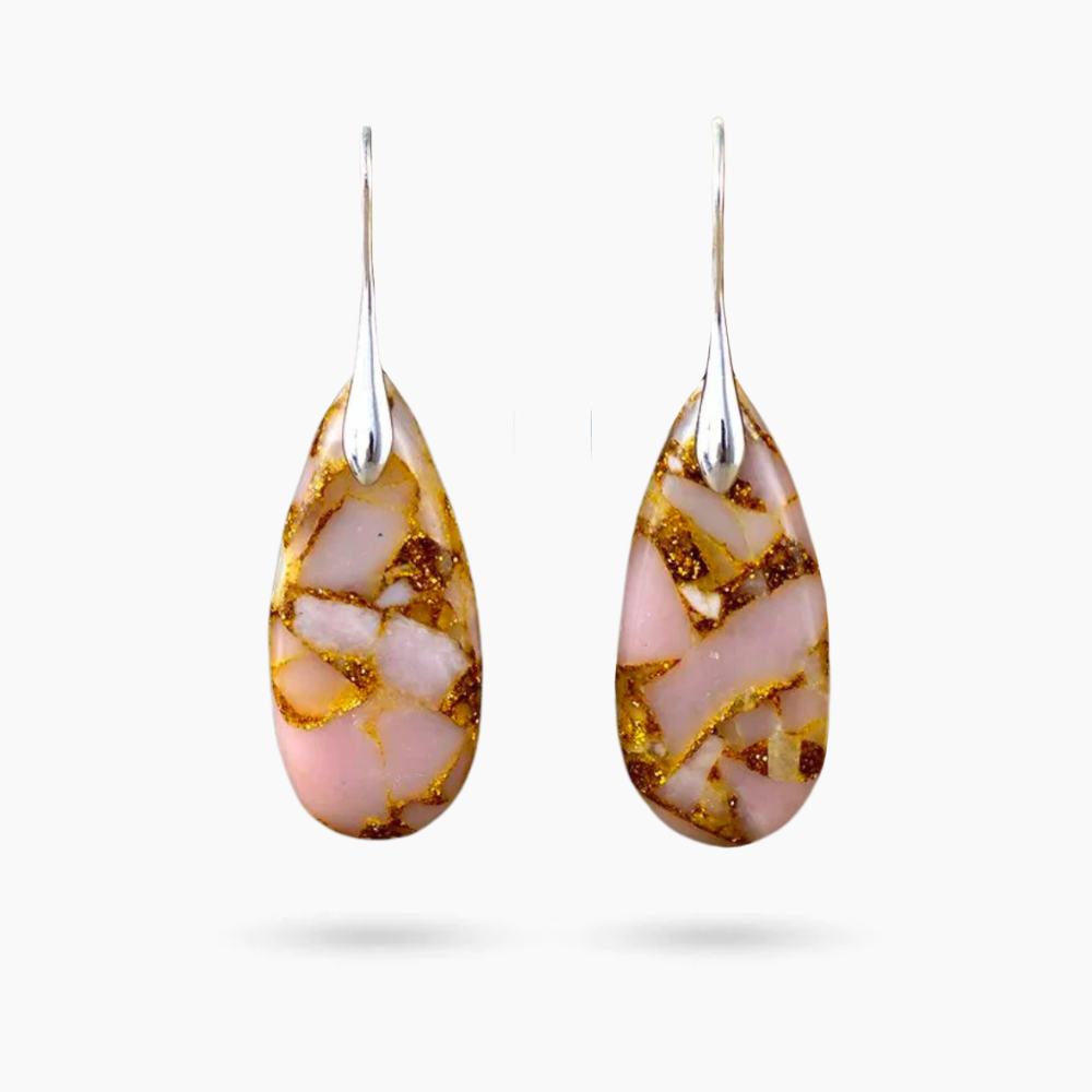 Golden Peach Jasper Teardrop Earrings