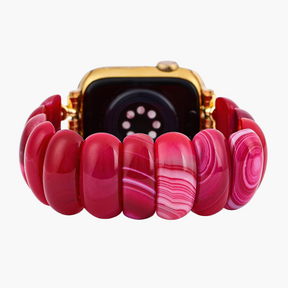 Crimson Mirage Agate Stretch Apple Watch Strap