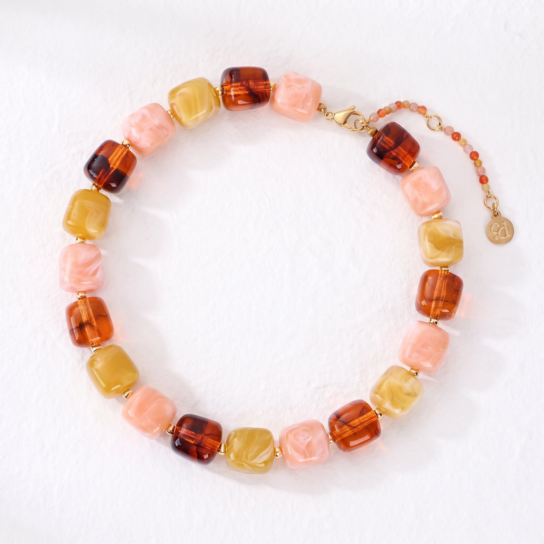 Chunky Square Bead Necklace Red