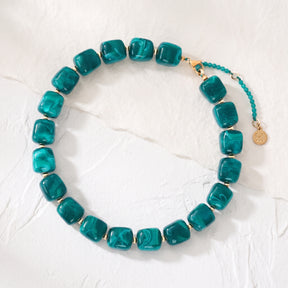 Chunky Square Bead Necklace Ocean