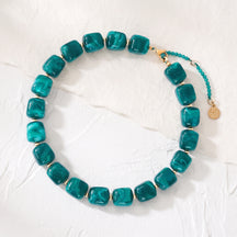 Chunky Square Bead Necklace Marble