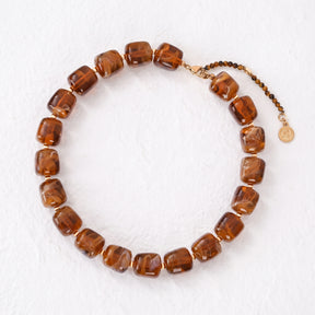 Chunky Square Bead Necklace Rainbow