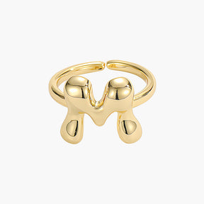 Golden Glow Bubble Letter Initial Ring