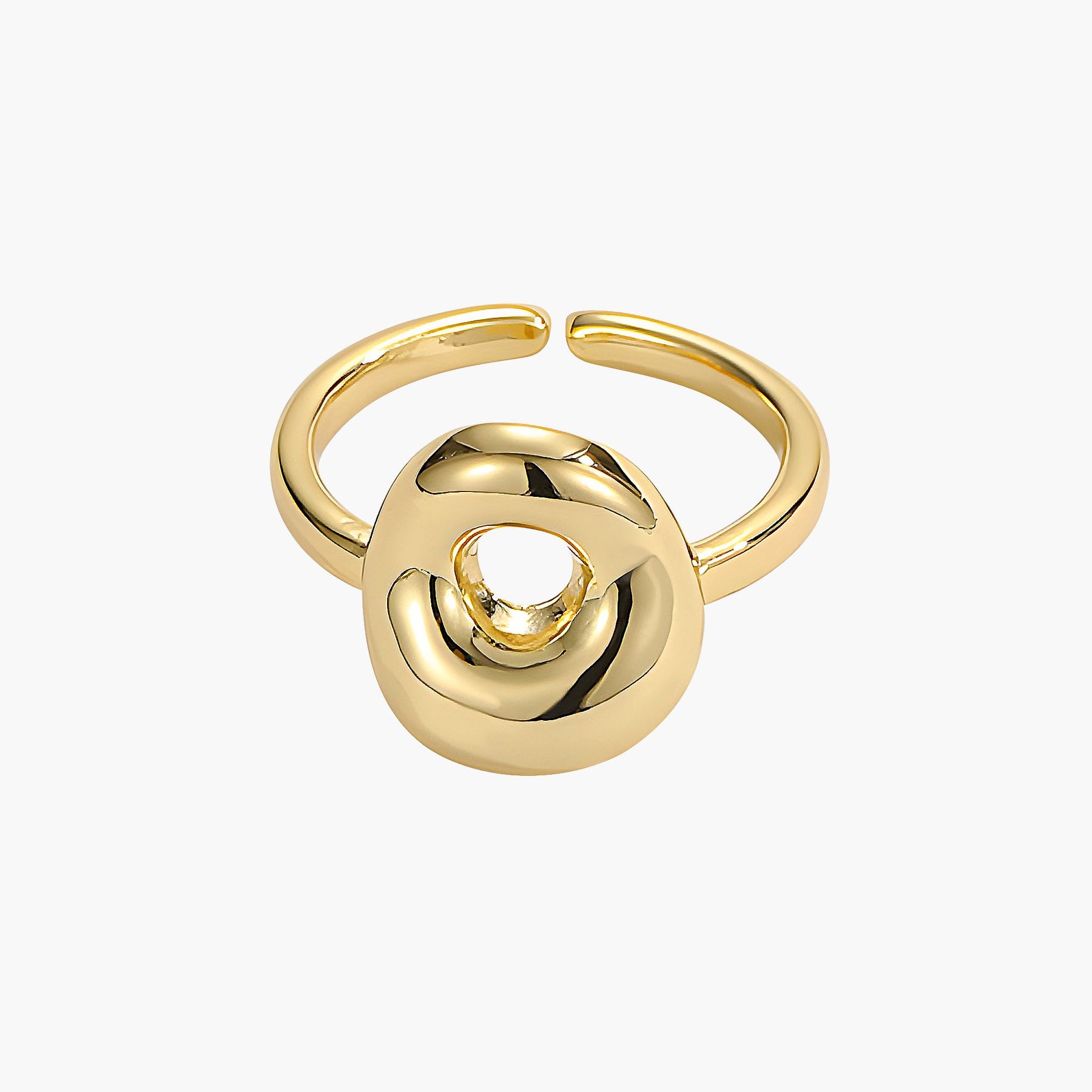 Golden Glow Bubble Letter Initial Ring