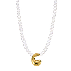 Pearl Bubble Initial Necklace