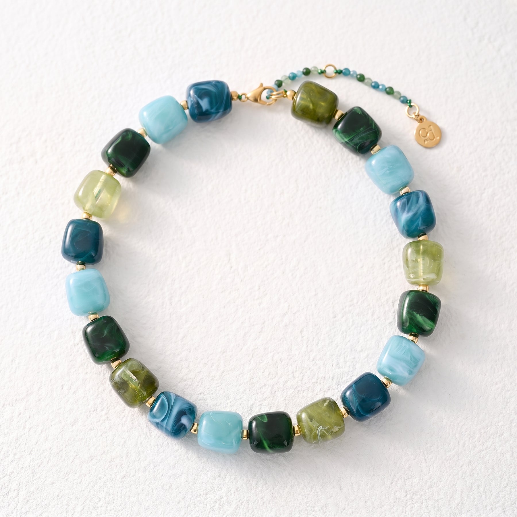 Chunky Square Bead Necklace Brown