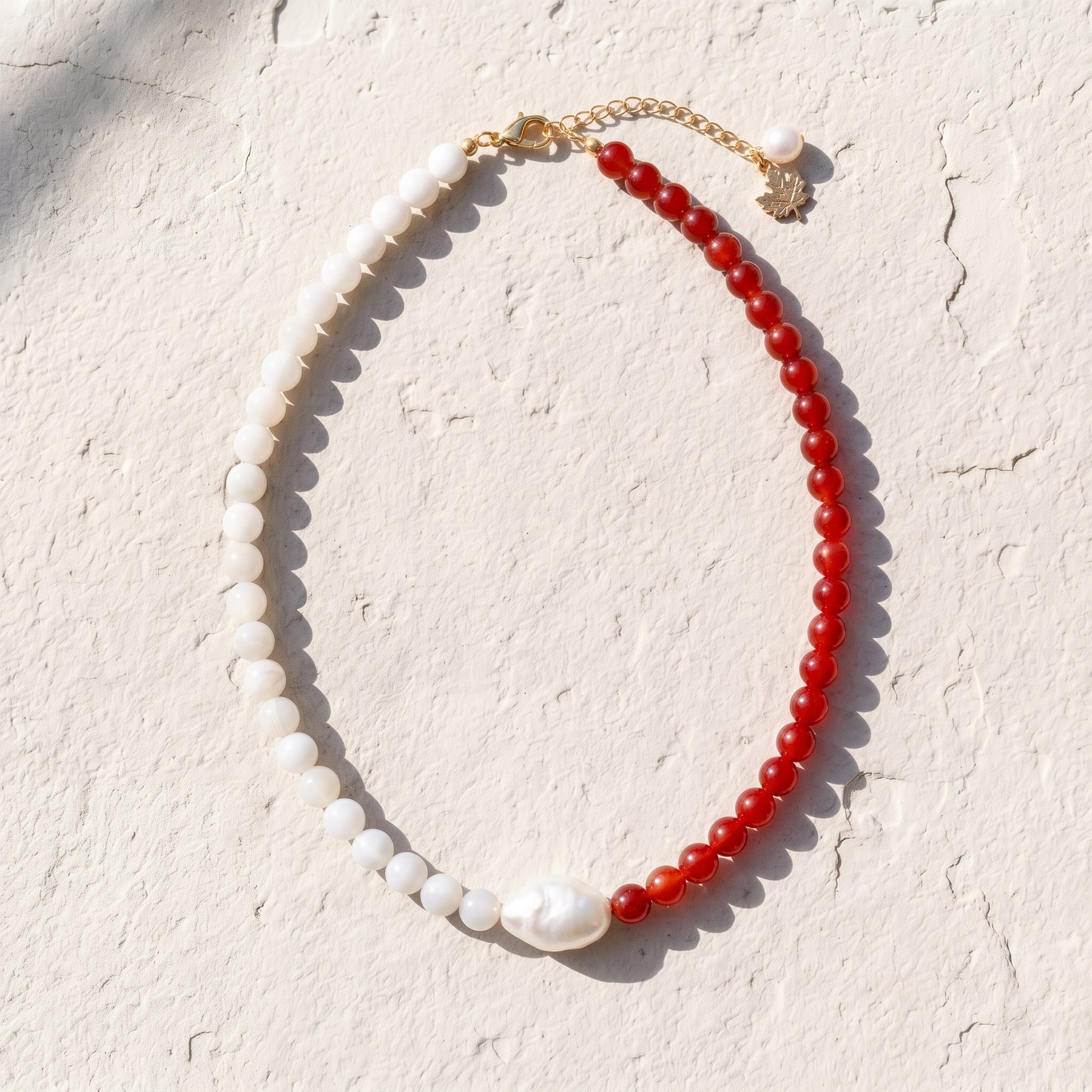Canada Maple Pearl Beaded Necklace