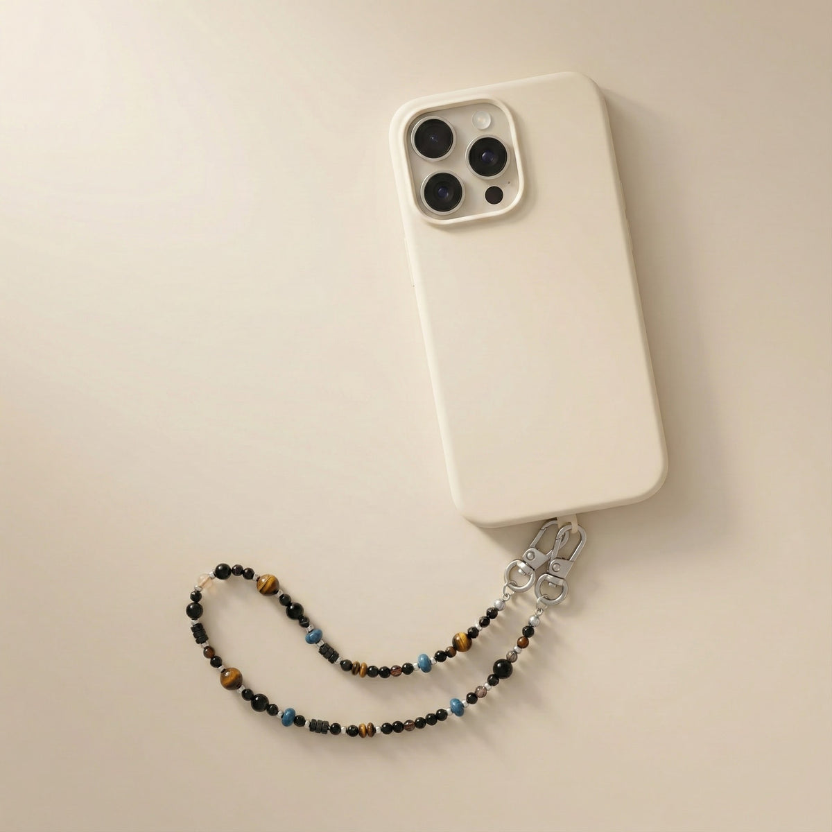 Black Agate Strength Phone Chain