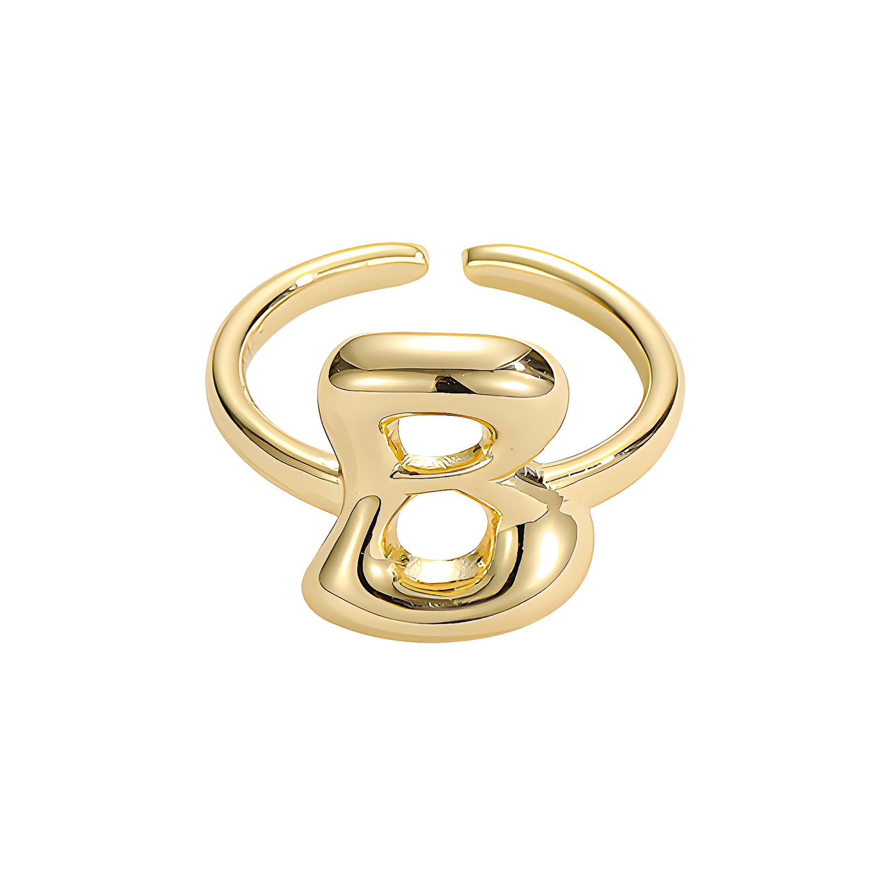 Golden Glow Bubble Letter Initial Ring