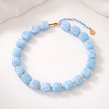 Chunky Square Bead Necklace Marble