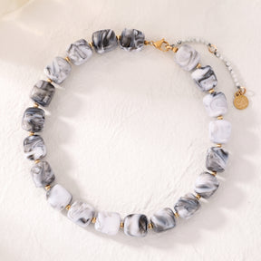Chunky Square Bead Necklace Rainbow