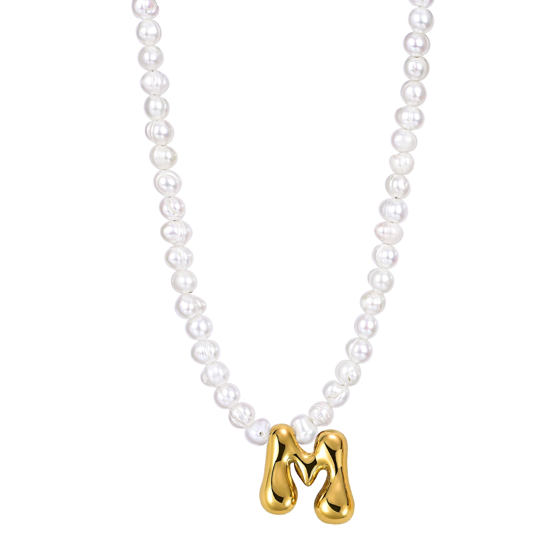 Pearl Bubble Initial Necklace