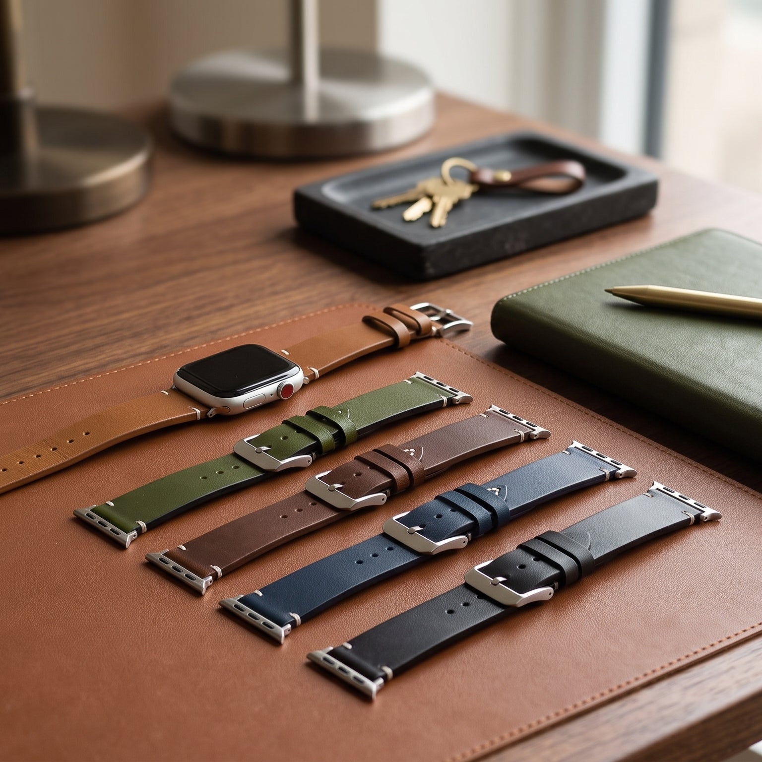 Men’s Black Leather Apple Watch Strap