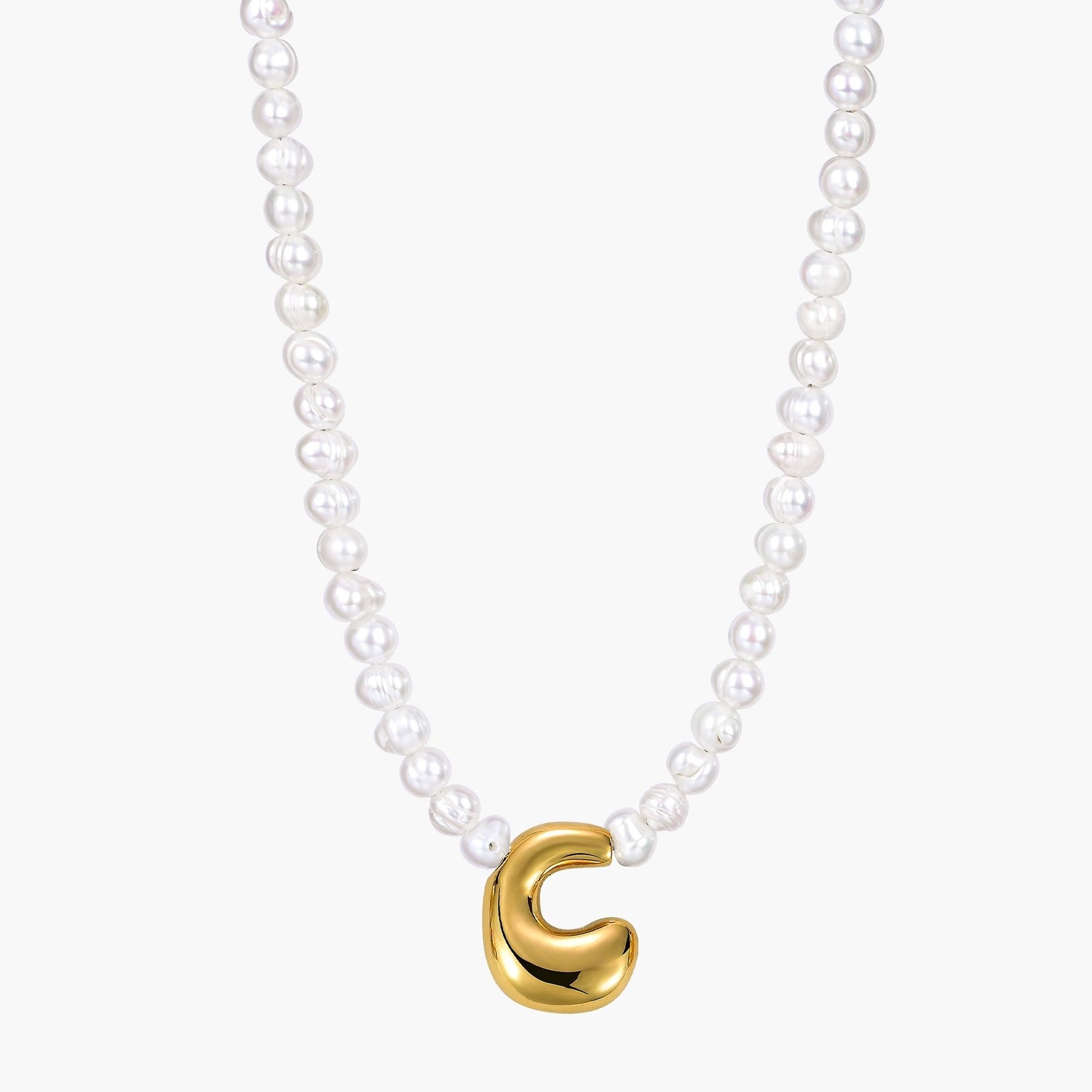 Pearl Bubble Initial Necklace