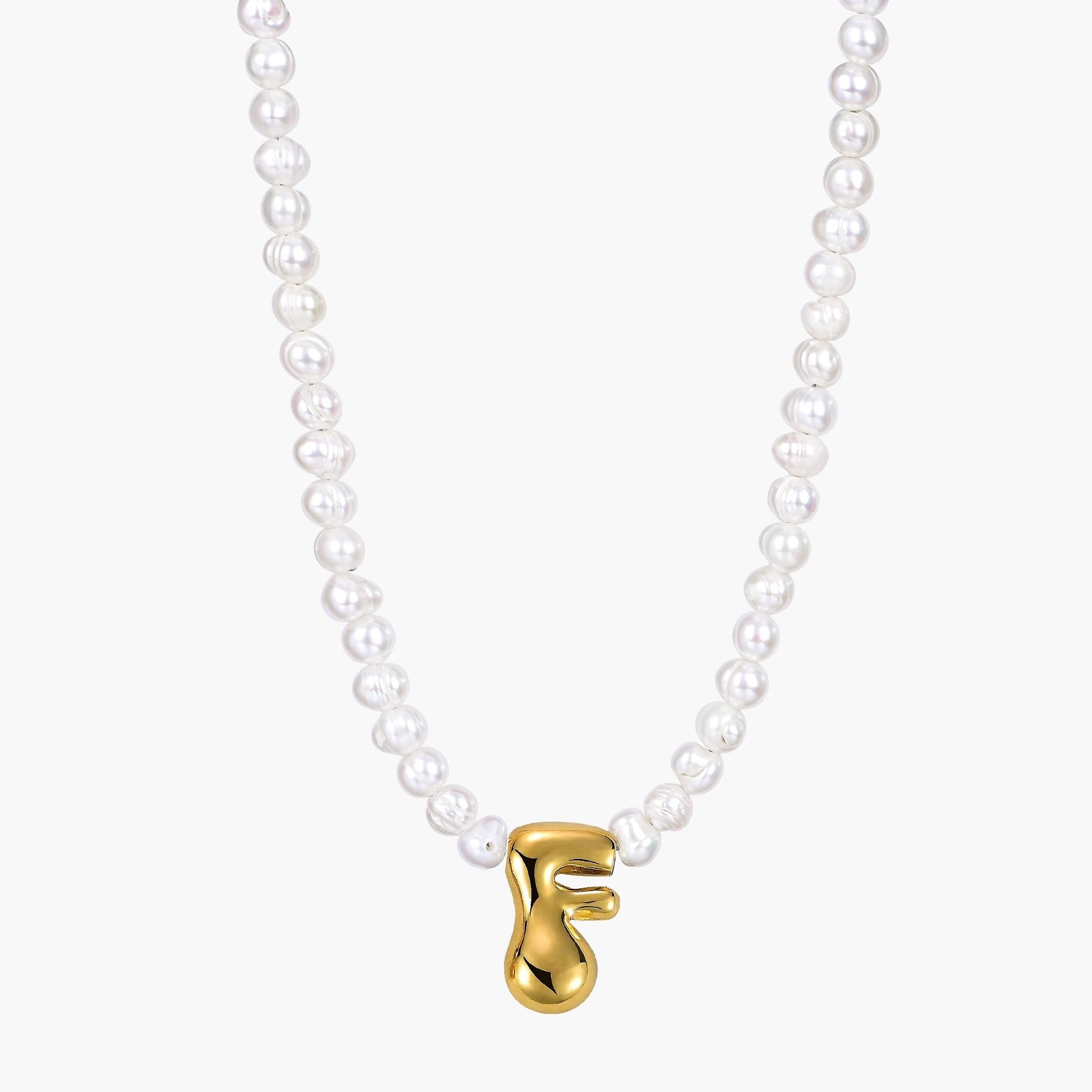 Pearl Bubble Initial Necklace
