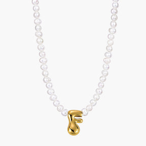 Pearl Bubble Initial Necklace